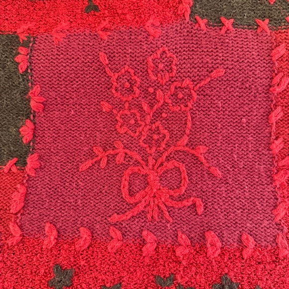 Vintage 90s Womens Floral Patchwork Sweater XL Boho Indie Embroidered Grandma - Picture 12 of 13